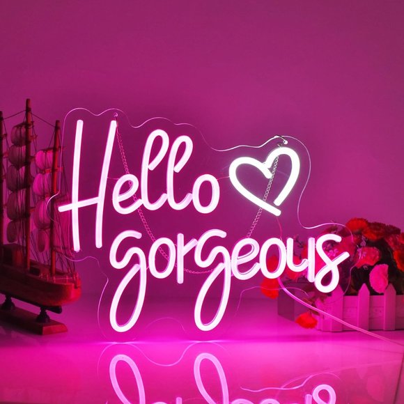 Hello Gorgeous Heart Neon Pink Party/Dorm/Wedding/Bday/Bachelorett - Picture 2 of 3